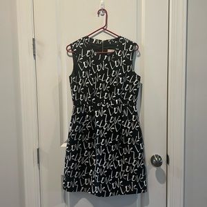 Kate Spade Dress Love Mindy Graffiti Love Spell Out Mini Sheath Pockets Blk Sz 6